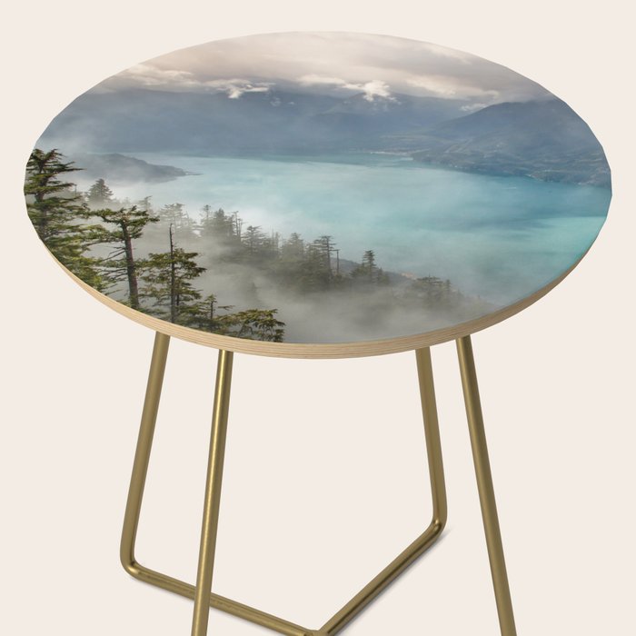 Morning sunshine over the clear mountain blue lake Side Table Gallery Image 2