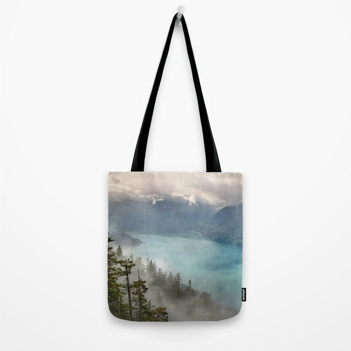Morning sunshine over the clear mountain blue lake Tote Bag Gallery Image 2