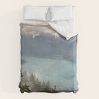 Morning sunshine over the clear mountain blue lake Comforter Gallery Image 6