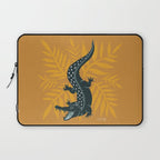 Crocodile - Teal & Ochre Laptop Sleeve Gallery Image 1