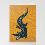 Crocodile - Teal & Ochre Stationery Card Gallery Image 2