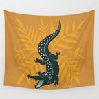 Crocodile - Teal & Ochre Wall Tapestry Gallery Image 4