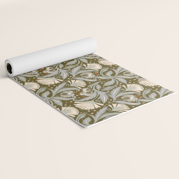 Vintage Botanica Olive Bronze - Heritage Revival Floral  Yoga Mat Gallery Image 2