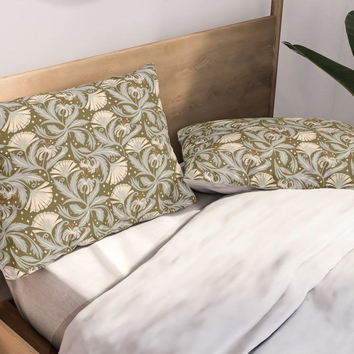 Vintage Botanica Olive Bronze - Heritage Revival Floral  Pillow Sham Gallery Image 2