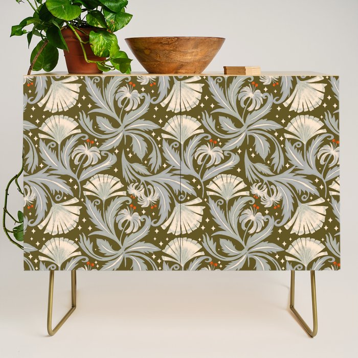 Vintage Botanica Olive Bronze - Heritage Revival Floral  Credenza Gallery Image 1