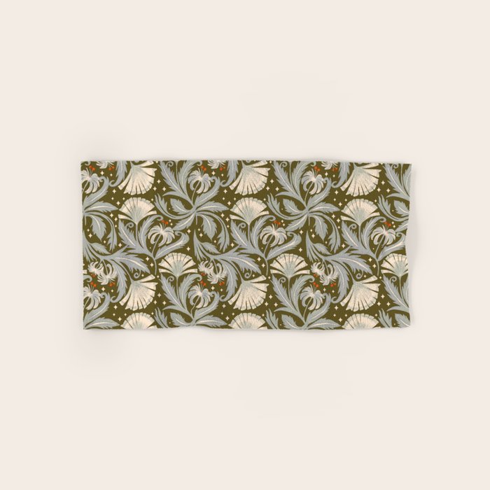 Vintage Botanica Olive Bronze - Heritage Revival Floral  Bath Towel Gallery Image 1