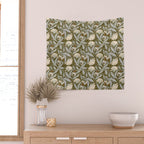 Vintage Botanica Olive Bronze - Heritage Revival Floral  Wall Tapestry Gallery Image 2