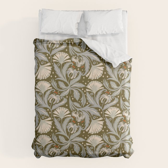 Vintage Botanica Olive Bronze - Heritage Revival Floral  Duvet Cover Gallery Image 6