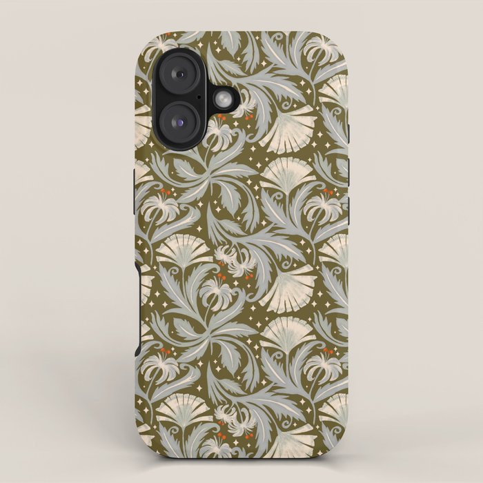 Vintage Botanica Olive Bronze - Heritage Revival Floral  iPhone Case Gallery Image 1