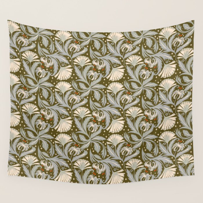 Vintage Botanica Olive Bronze - Heritage Revival Floral  Wall Tapestry Gallery Image 1
