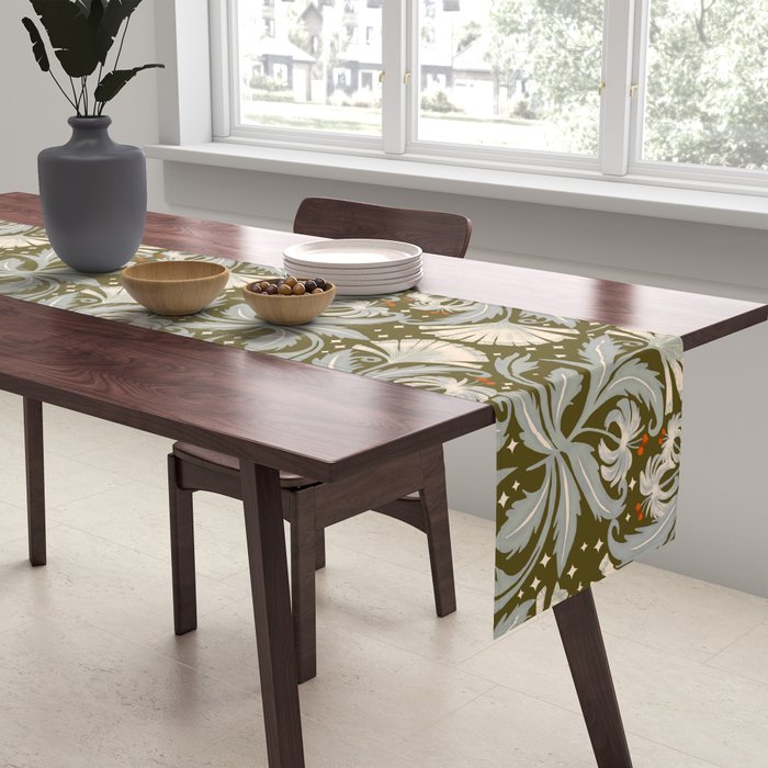 Vintage Botanica Olive Bronze - Heritage Revival Floral  Table Runner Gallery Image 2