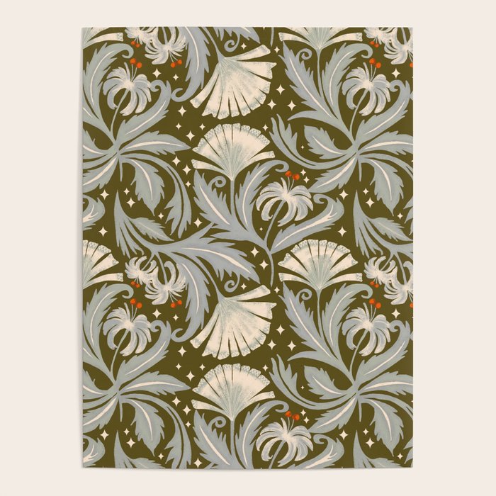 Vintage Botanica Olive Bronze - Heritage Revival Floral  Poster Gallery Image 4