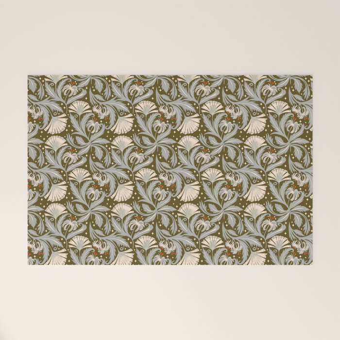 Vintage Botanica Olive Bronze - Heritage Revival Floral  Welcome Mat Gallery Image 1