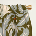 Vintage Botanica Olive Bronze - Heritage Revival Floral  Window Curtain Gallery Image 2