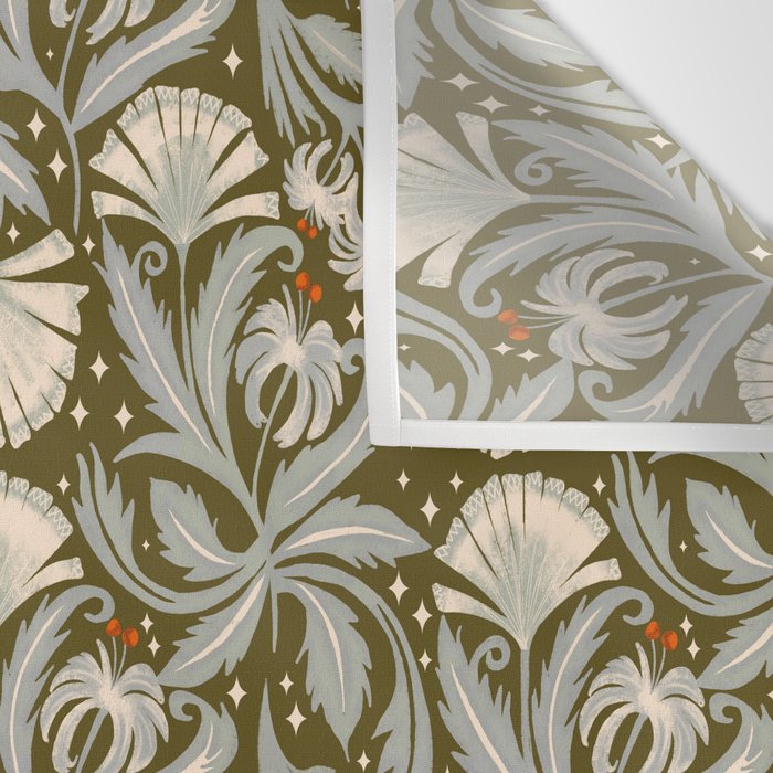 Vintage Botanica Olive Bronze - Heritage Revival Floral  Wall Tapestry Gallery Image 3