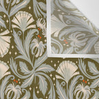 Vintage Botanica Olive Bronze - Heritage Revival Floral  Wall Tapestry Gallery Image 3