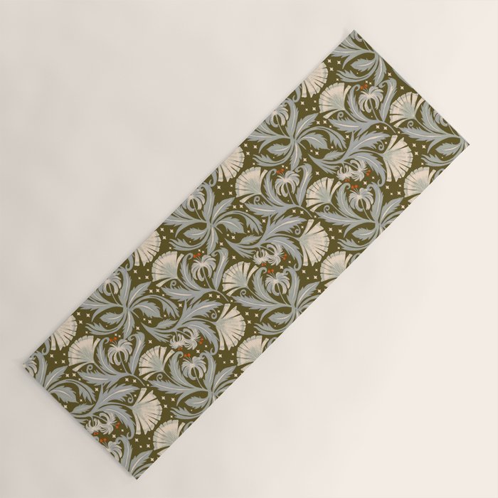 Vintage Botanica Olive Bronze - Heritage Revival Floral  Yoga Mat Gallery Image 1