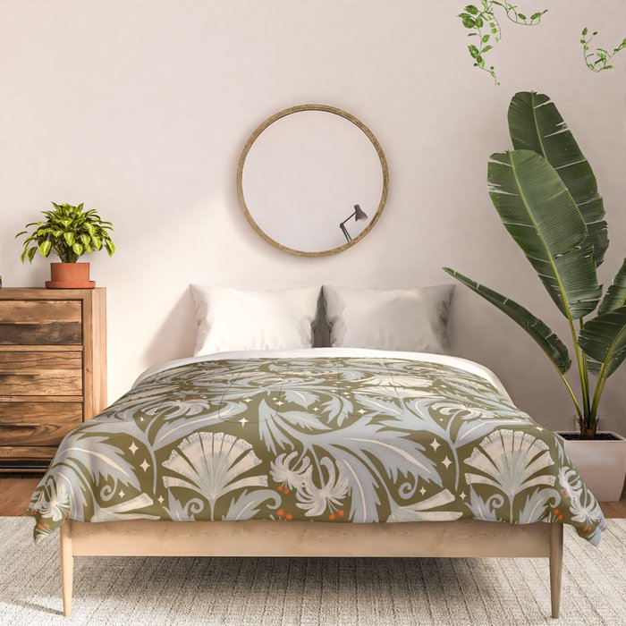 Vintage Botanica Olive Bronze - Heritage Revival Floral  Comforter Gallery Image 3