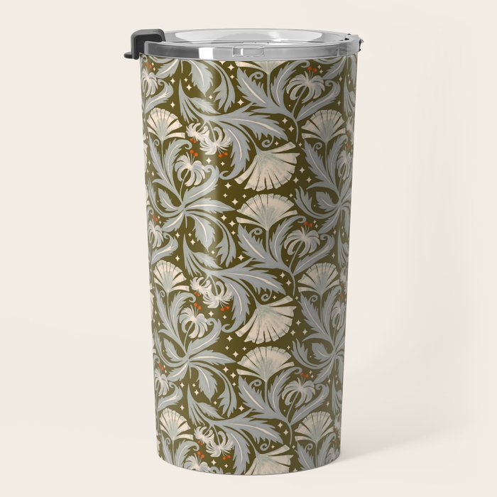 Vintage Botanica Olive Bronze - Heritage Revival Floral  Travel Mug Gallery Image 3