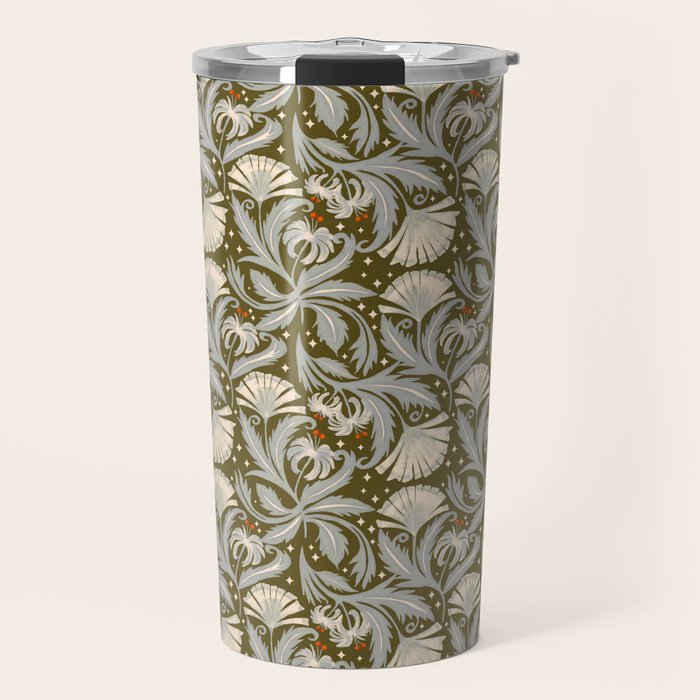 Vintage Botanica Olive Bronze - Heritage Revival Floral  Travel Mug Gallery Image 1