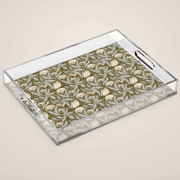 Vintage Botanica Olive Bronze - Heritage Revival Floral  Acrylic Tray Gallery Image 1