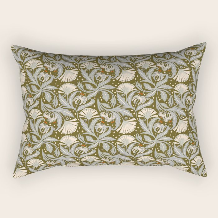 Vintage Botanica Olive Bronze - Heritage Revival Floral  Rectangular Pillow Gallery Image 1