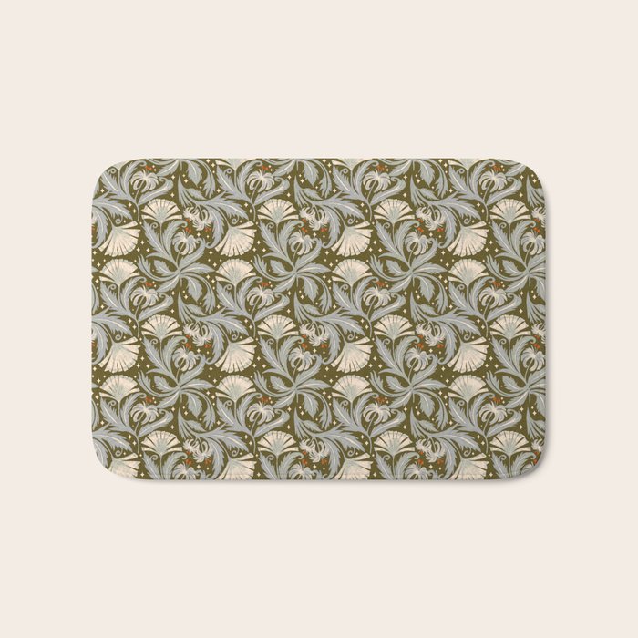 Vintage Botanica Olive Bronze - Heritage Revival Floral  Bath Mat Gallery Image 1