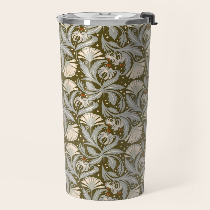 Vintage Botanica Olive Bronze - Heritage Revival Floral  Travel Mug Gallery Image 2