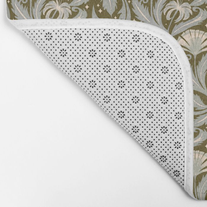 Vintage Botanica Olive Bronze - Heritage Revival Floral  Bath Mat Gallery Image 2