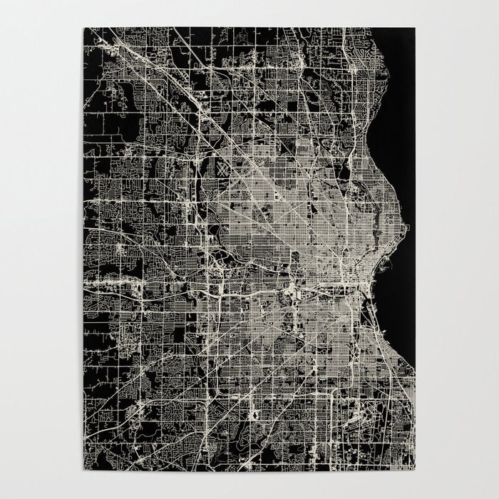 Milwaukee City Map Poster Gallery Image 1