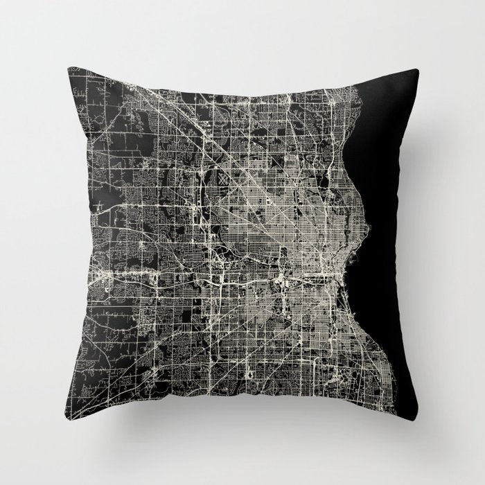 Milwaukee City Map Throw Pillow Gallery Image 6