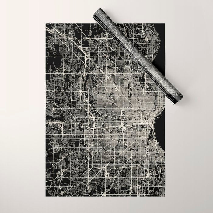 Milwaukee City Map Wrapping Paper Gallery Image 1