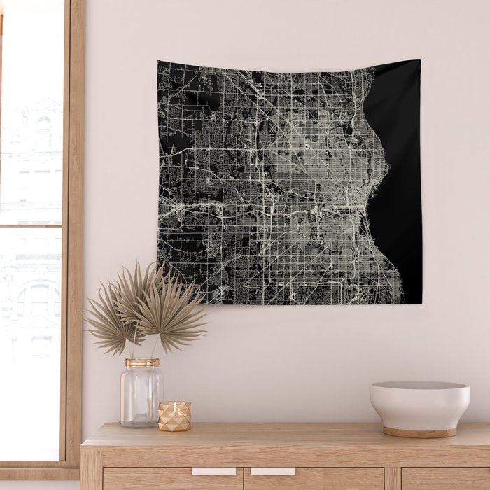 Milwaukee City Map Wall Tapestry Gallery Image 2