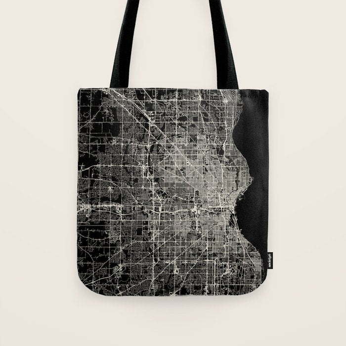 Milwaukee City Map Tote Bag Gallery Image 1