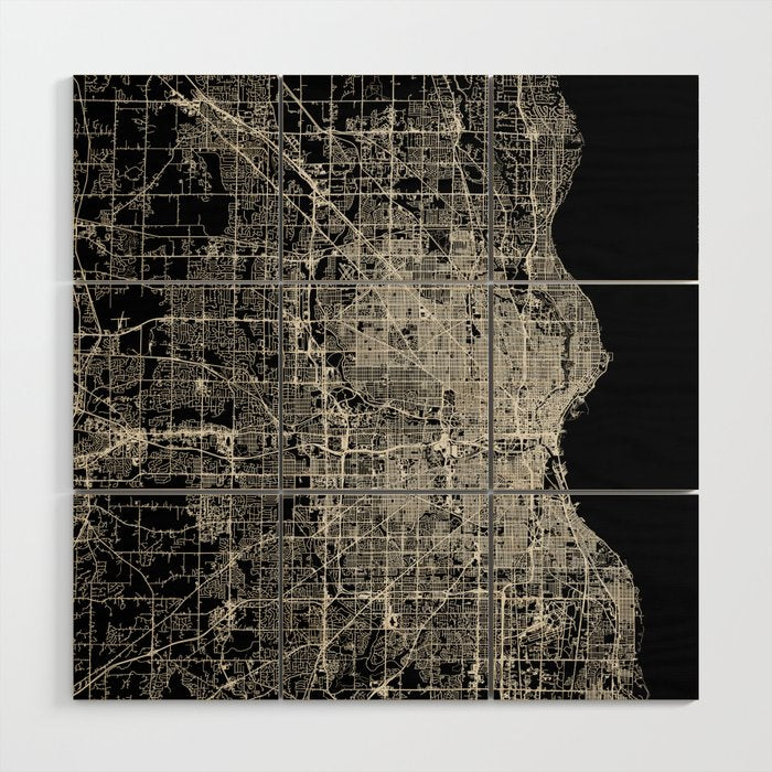 Milwaukee City Map Wood Wall Art Gallery Image 1