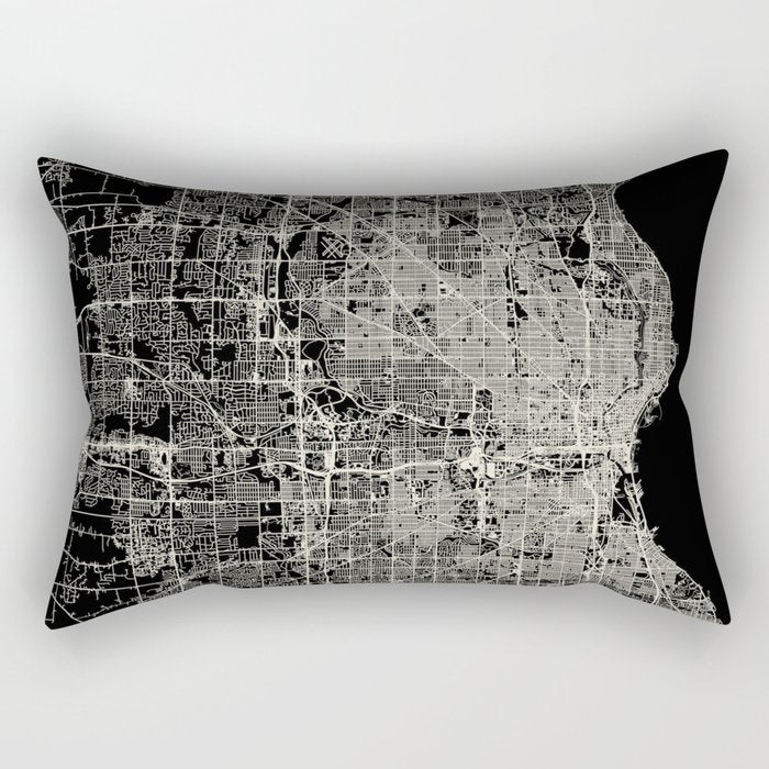 Milwaukee City Map Rectangular Pillow Gallery Image 2