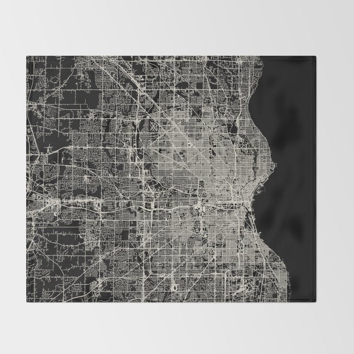 Milwaukee City Map Throw Blanket Gallery Image 2