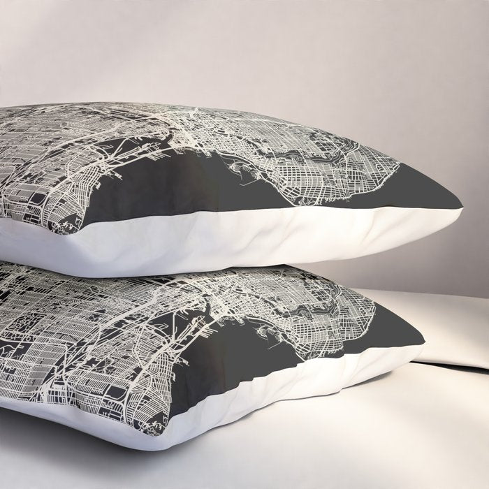Milwaukee City Map Pillow Sham Gallery Image 3