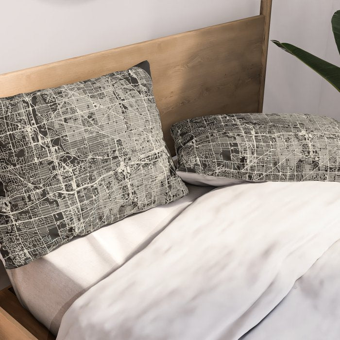 Milwaukee City Map Pillow Sham Gallery Image 2