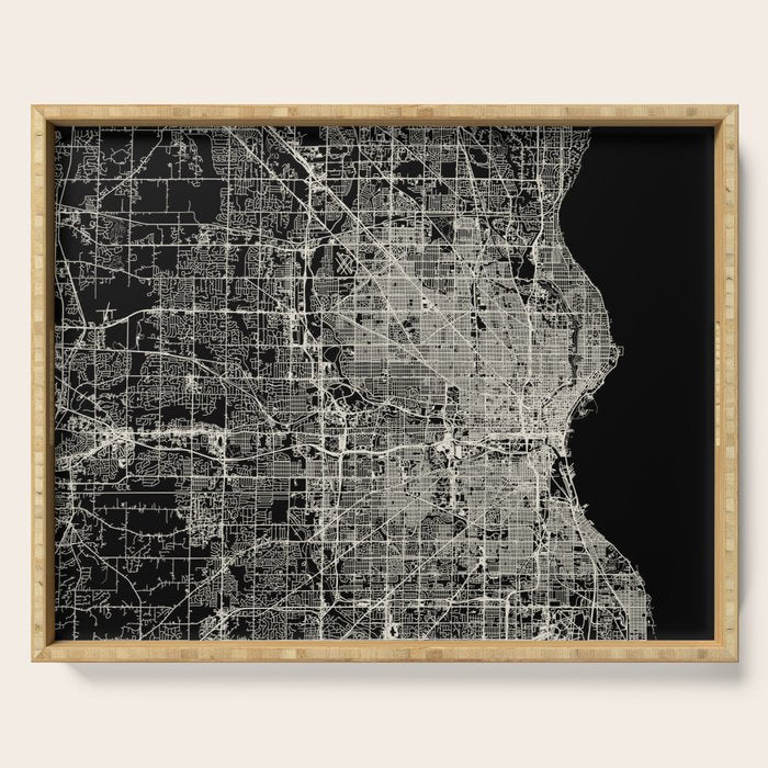 Milwaukee City Map Serving Tray Gallery Image 1