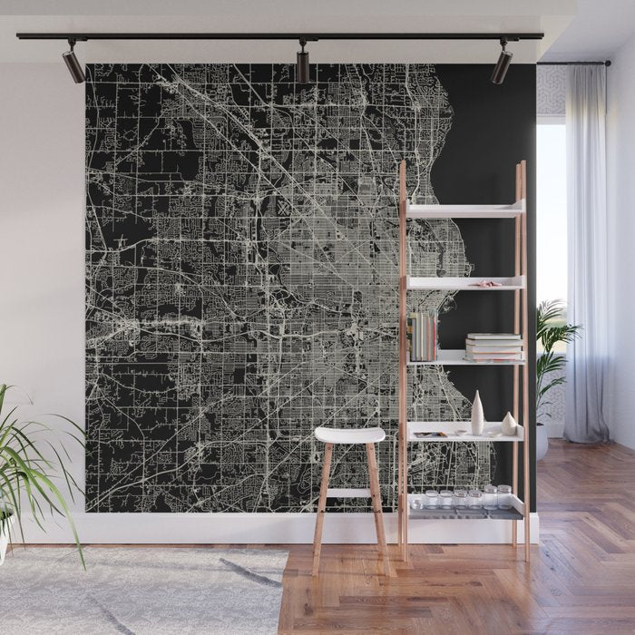 Milwaukee City Map Wall Mural Gallery Image 1