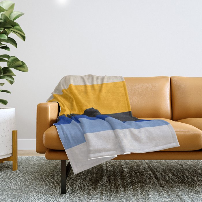 Complementary Blue & Yellow Colorful Geometric Pattern Throw Blanket Gallery Image 1
