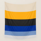 Complementary Blue & Yellow Colorful Geometric Pattern Wall Tapestry Gallery Image 4