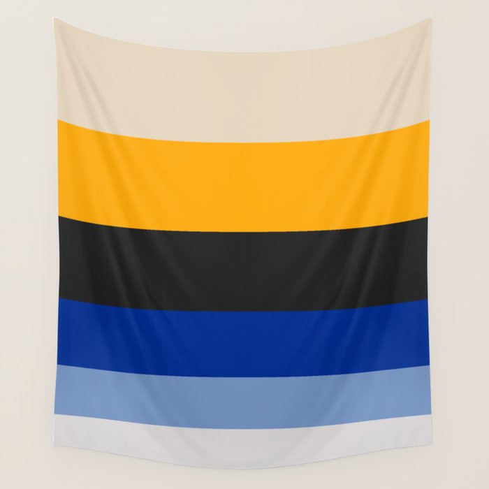 Complementary Blue & Yellow Colorful Geometric Pattern Wall Tapestry Gallery Image 4