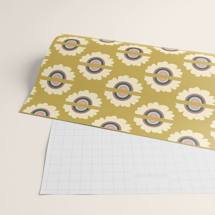 Retro Rainbow Flower - Gold Wrapping Paper Gallery Image 2