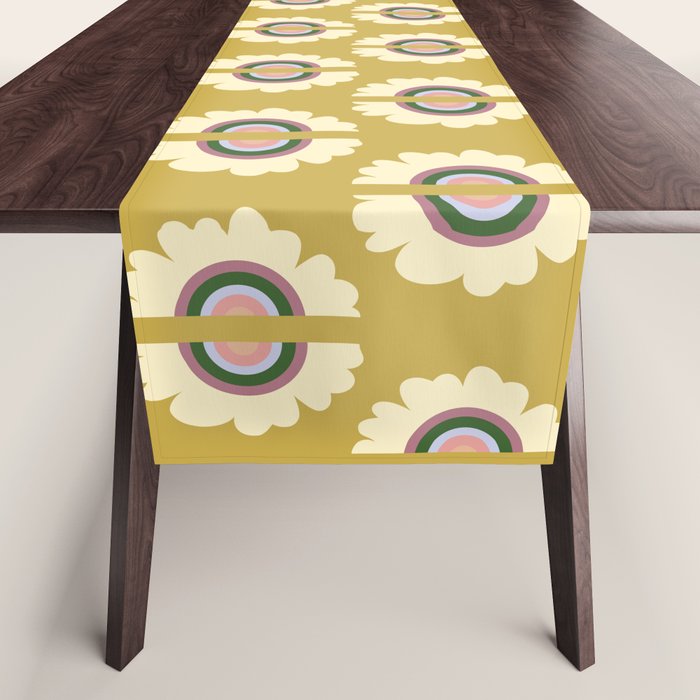 Retro Rainbow Flower - Gold Table Runner Gallery Image 1