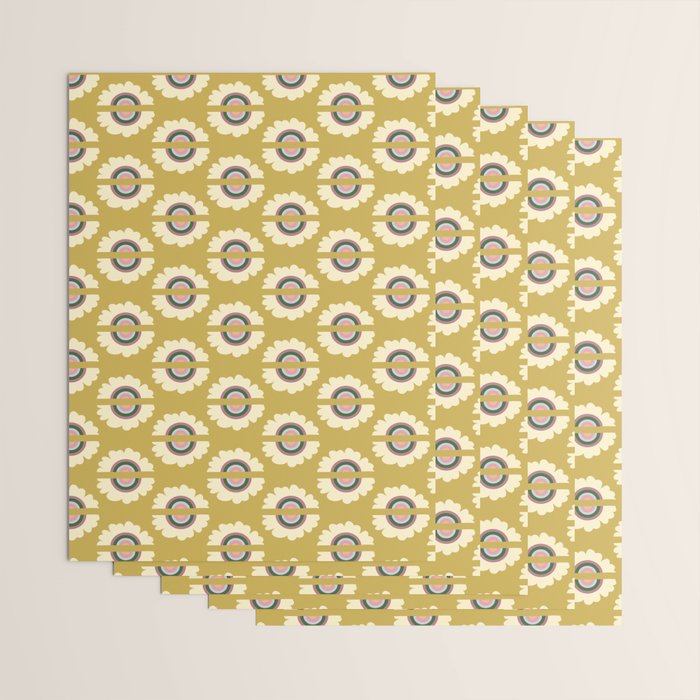 Retro Rainbow Flower - Gold Wrapping Paper Gallery Image 3