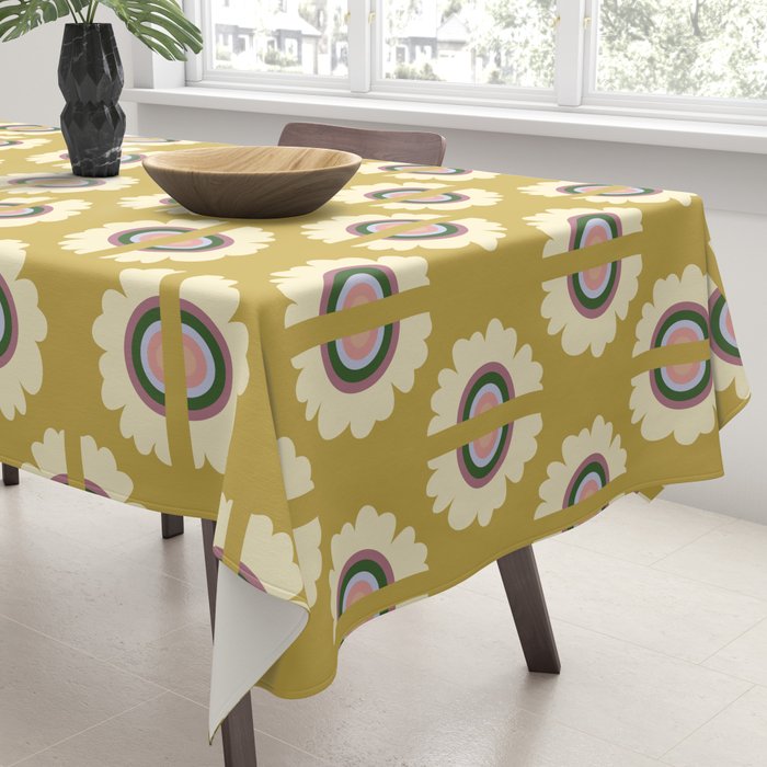 Retro Rainbow Flower - Gold Tablecloth Gallery Image 3