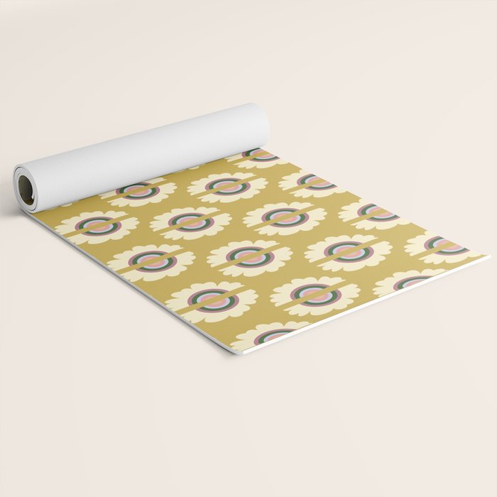 Retro Rainbow Flower - Gold Yoga Mat Gallery Image 2