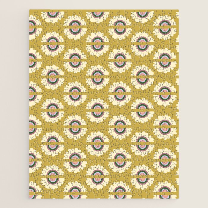 Retro Rainbow Flower - Gold Jigsaw Puzzle Gallery Image 1